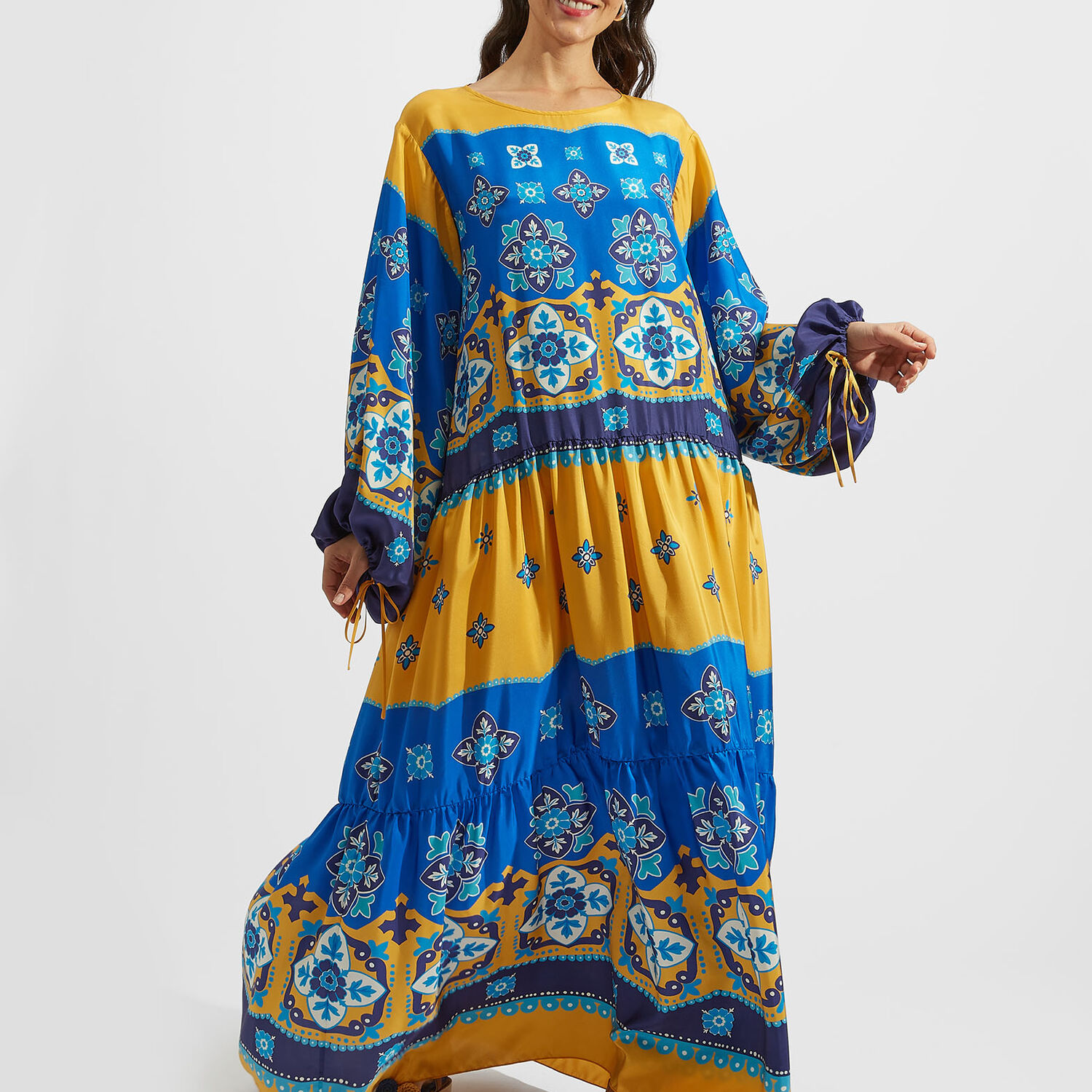 La Doublej Vesta Dress In Tiles Degrade Placed Giallo