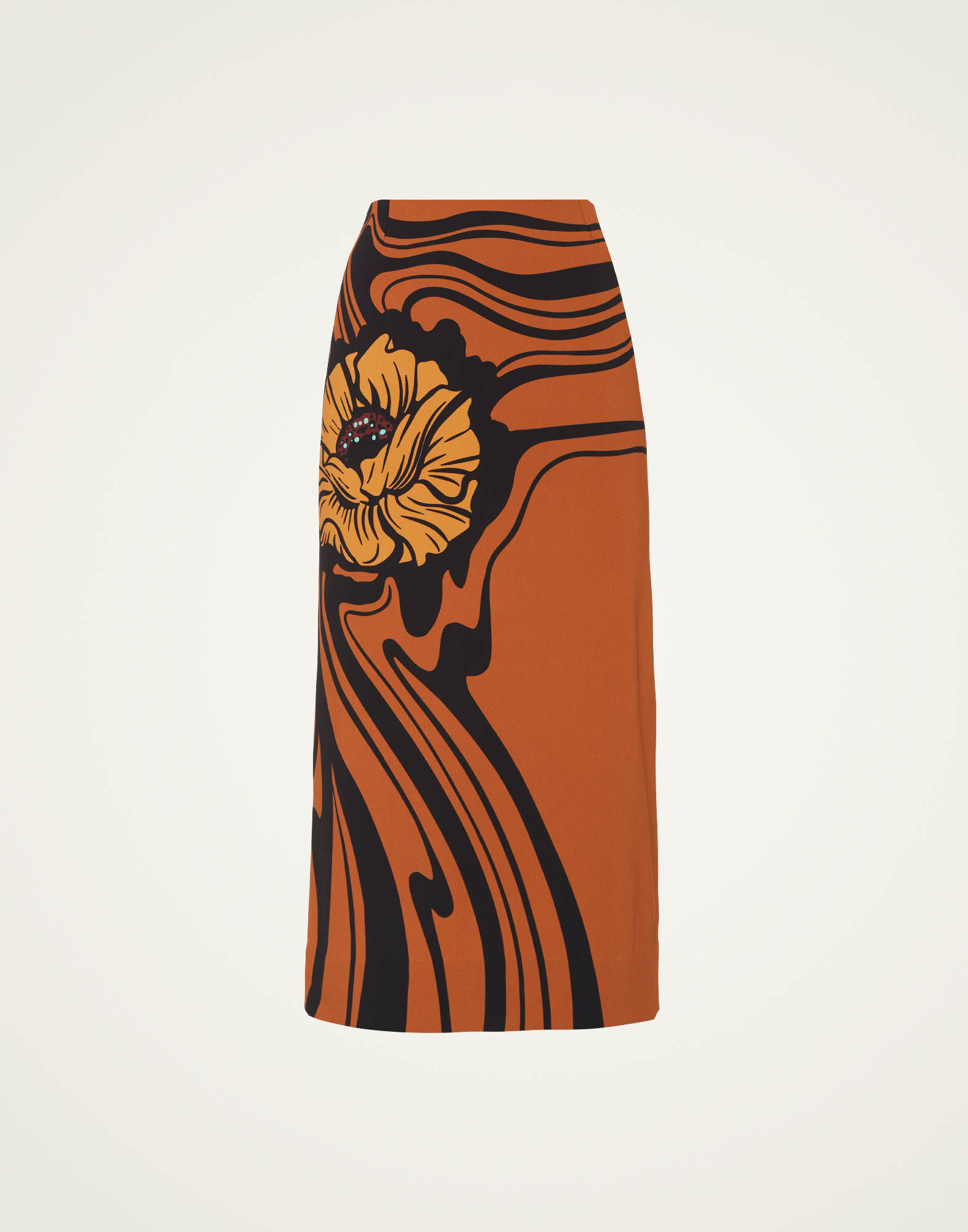 Pencil Skirt in Big Blooms Placée Brown for Women | La DoubleJ