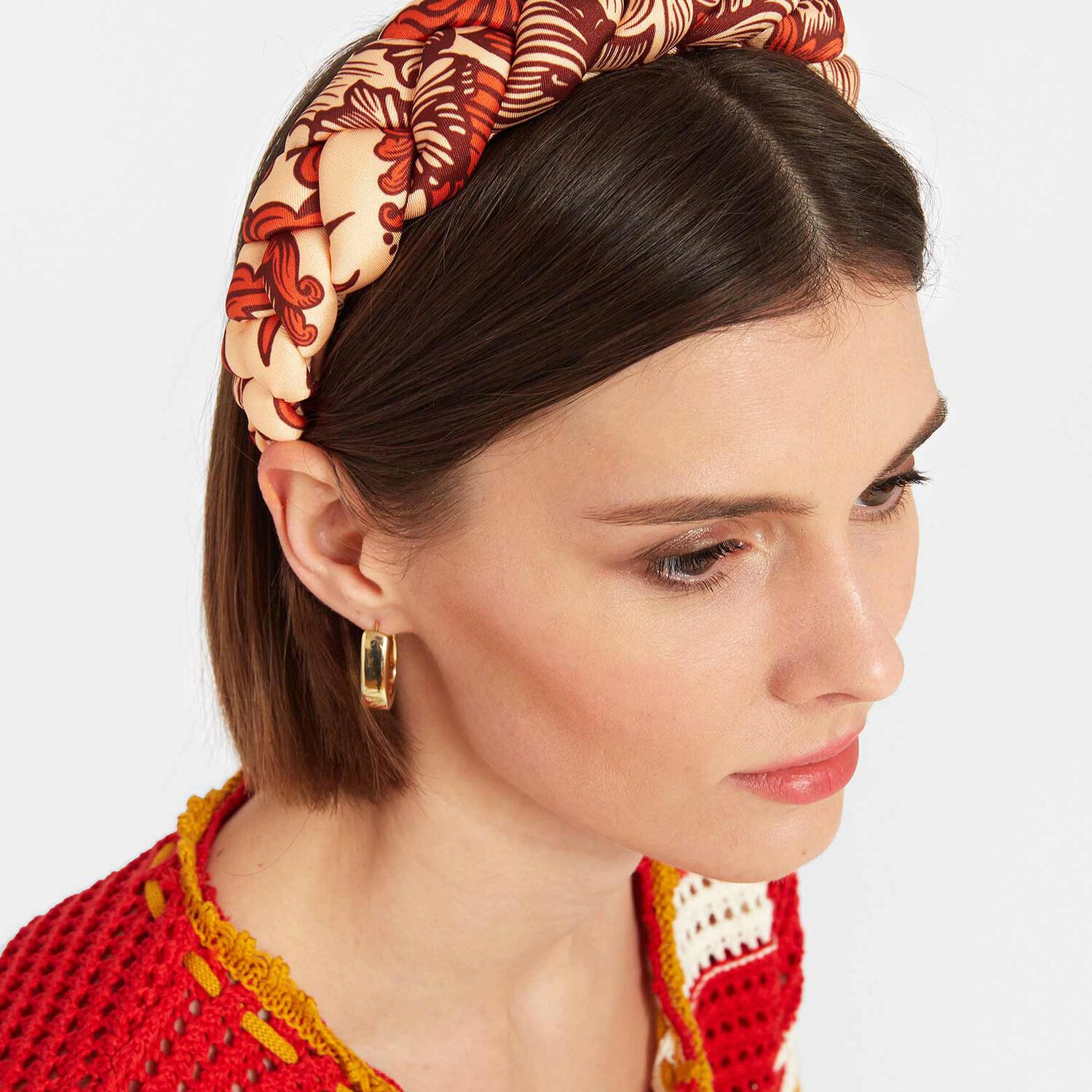 La Doublej Satin Braided Rapunzel Headband In Reef Pale Pink