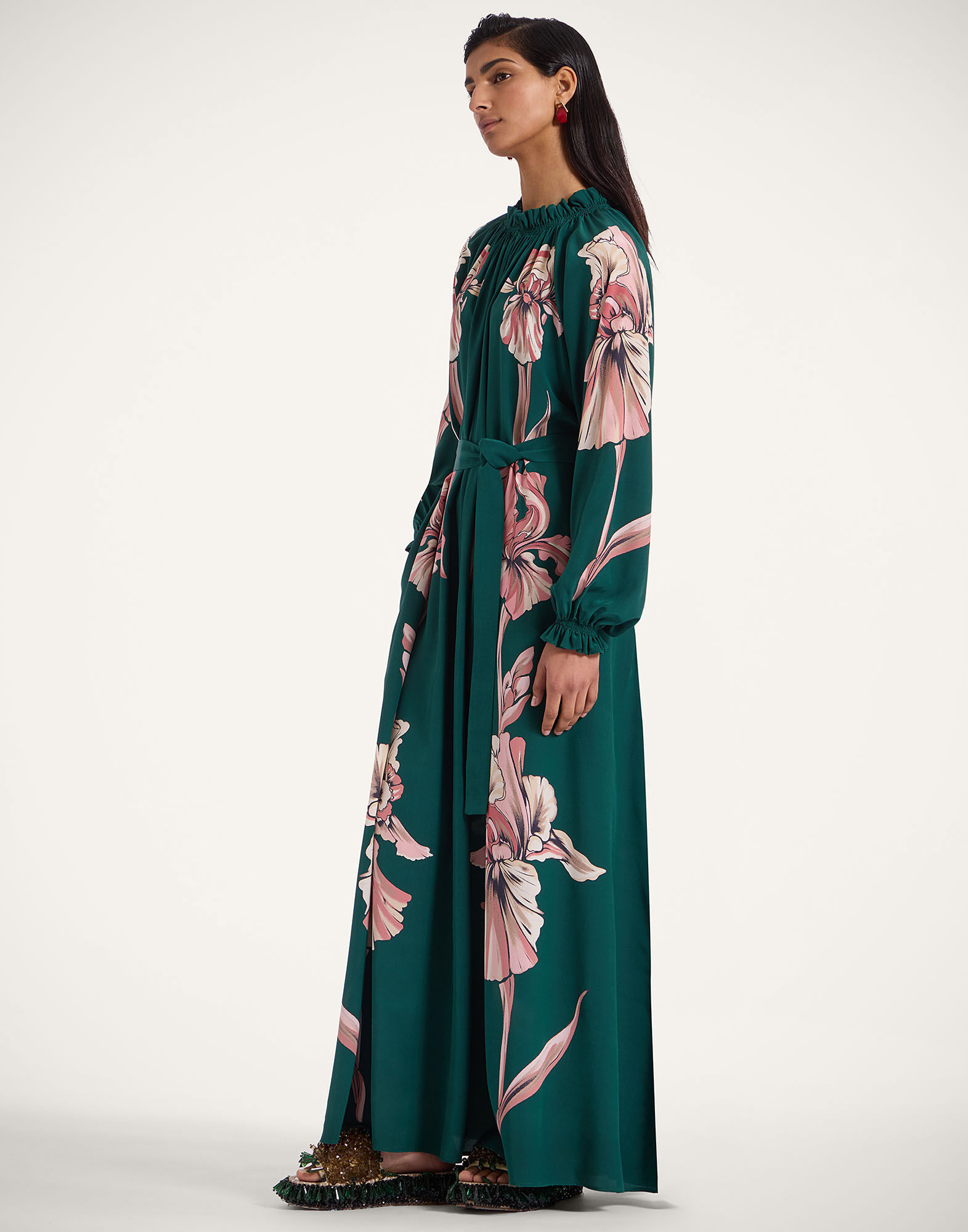 La DoubleJ Cerere Dress Iris Plac&eacute;e Dark Green DRE0399CRE002IRS07GR03