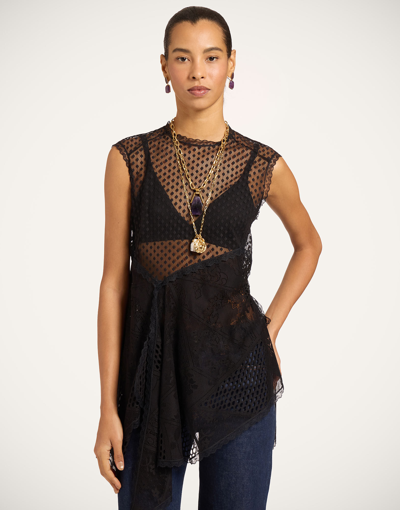 La DoubleJ Aura Top Solid Black TOP0189LAC009SOLIDBL01