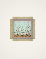 La DoubleJ Reversible Fringe Foulard 90 La DoubleJ Reversible Fringe Foulard 90 Zooflora Placée Light Blue SCA0073SIL006ZOF06BU01