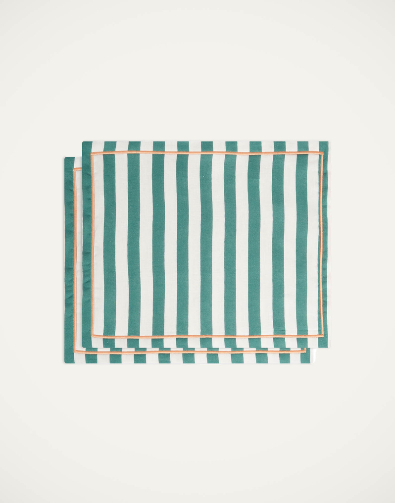 La DoubleJ Placemat Set Of 2 La DoubleJ Placemat Set Of 2 Riviera Green PMT0006LIN001RIV07GR02