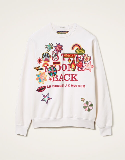 La DoubleJ The Biggie Concert Sweatshirt La DoubleJ The Biggie Concert Sweatshirt Patch It Up White SWE0041JER060PAT09WH01