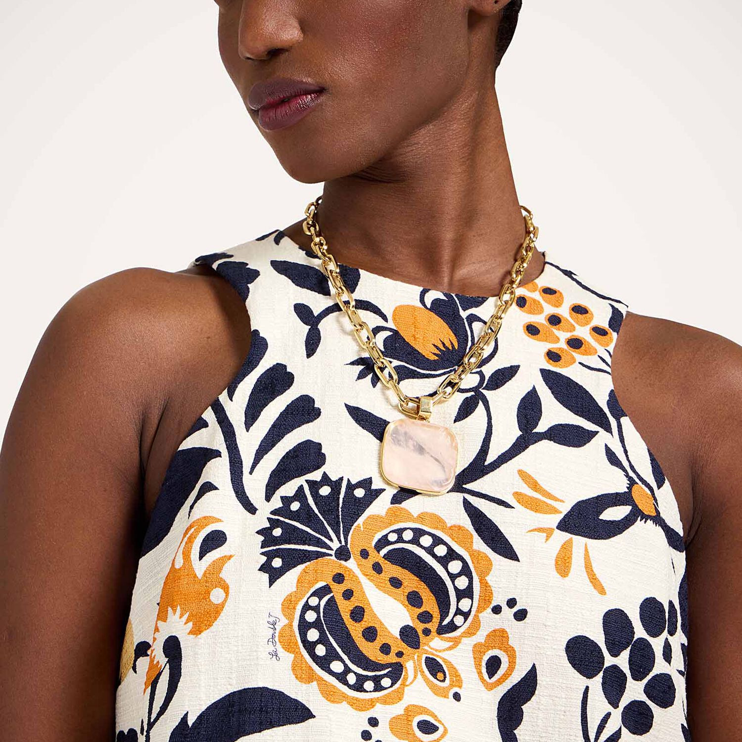 La Doublej Racer Floral-print Mini Dress