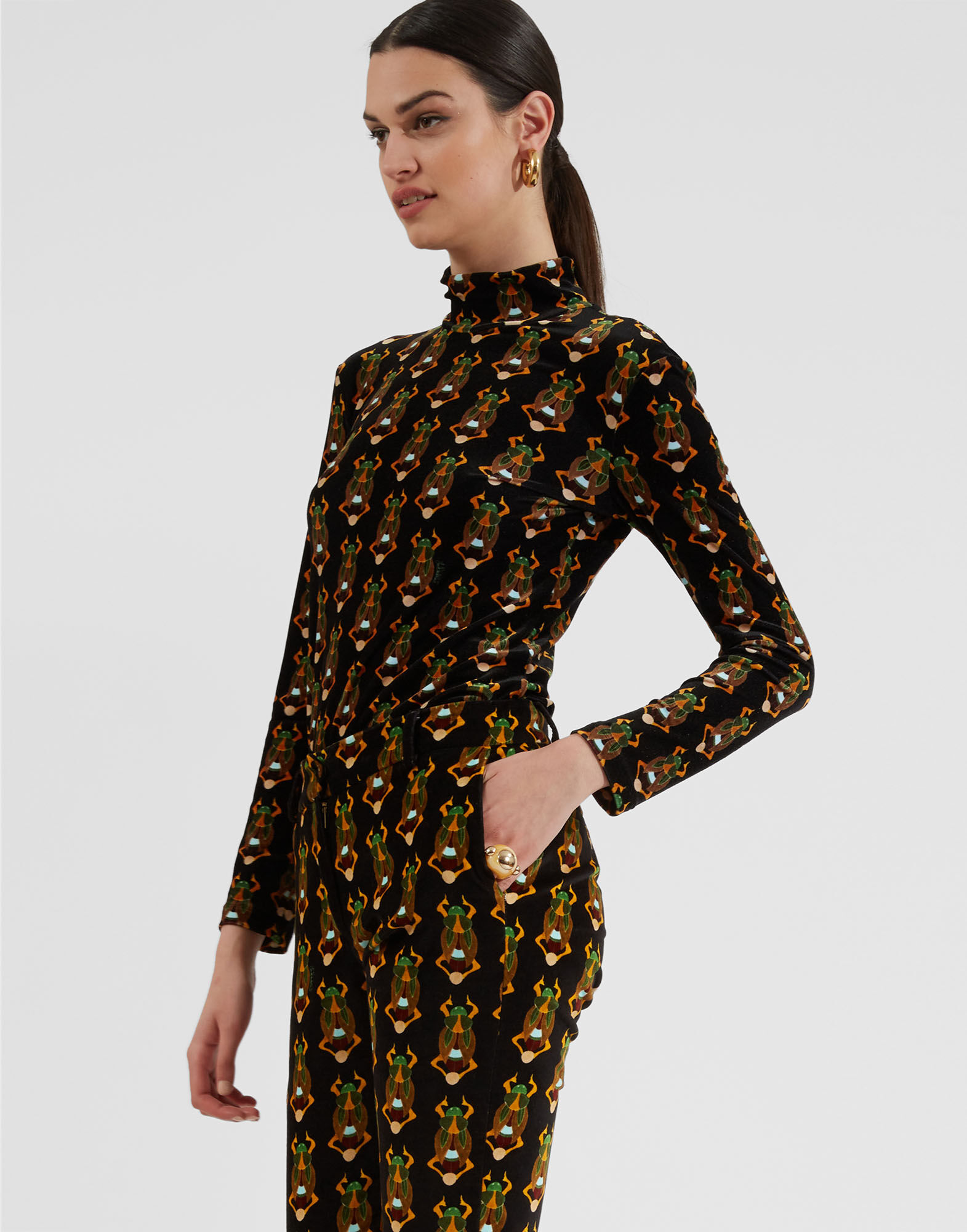 Tシャツ・カットソー LA DOUBLEJ Women Tops TOP0117SIL017DER03 MU01 GREEN Make An Exit Top in Derby Placée Multicolor for Women | La