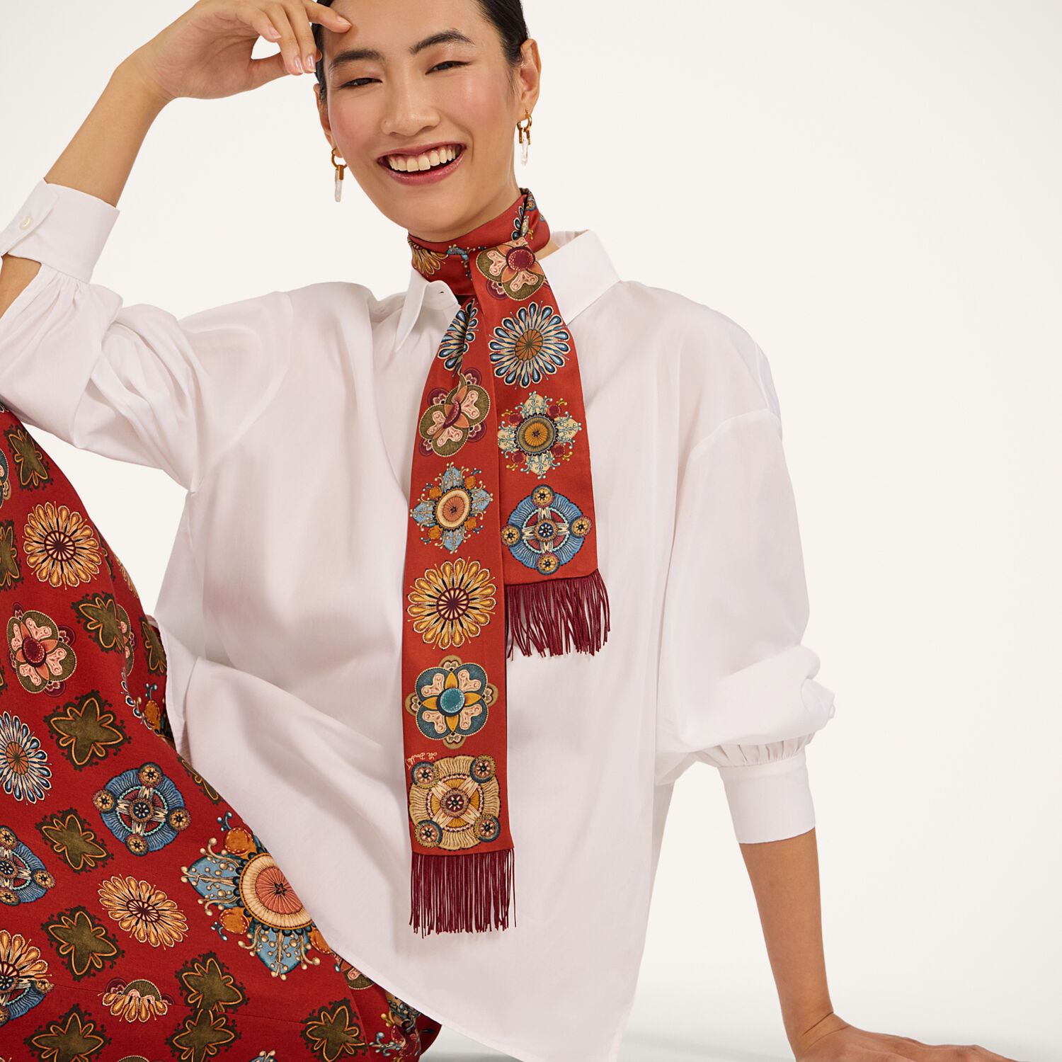  La Doublej Trunkshow Selection Women - Skinny Scarf Nucleus Placée Rust One Size 100% Silk 