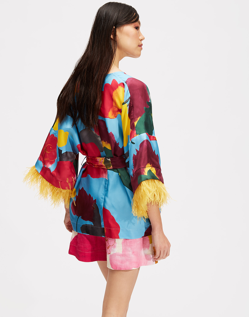 LaDoubleJ Kimono Top (With Feathers) LaDoubleJ Kimono Top (With Feathers) Prom Azzurro SHI0041SIL001PRO0002