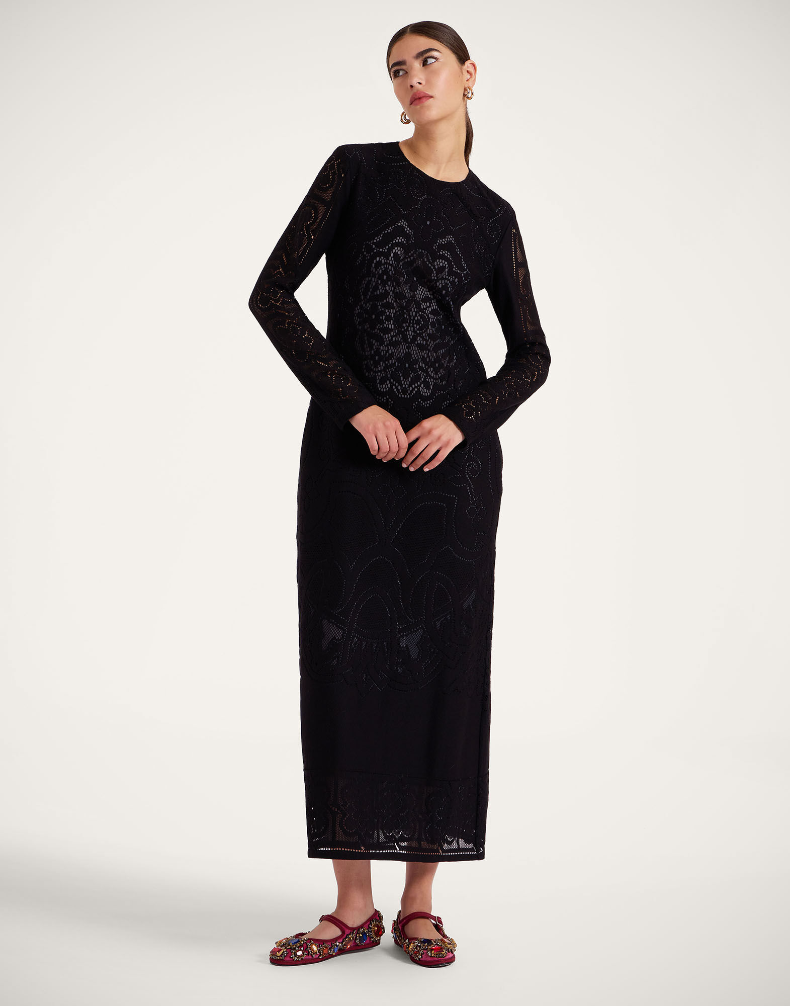 La DoubleJ Lacey Swing Dress Solid Black DRE0418EMB064SOLIDBL01