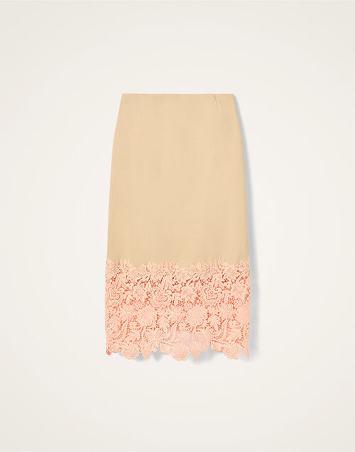 La DoubleJ Pencil Skirt Solid Light Beige SKI0198COT089SOLIDBR01