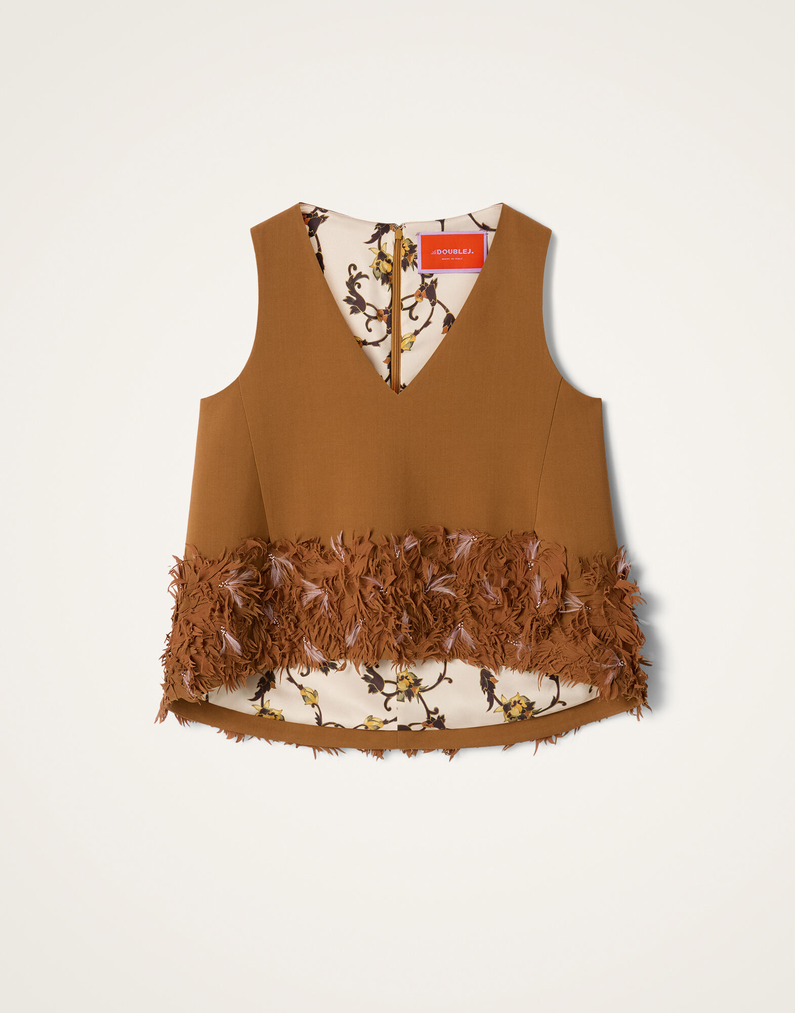 La DoubleJ V-Neck La Scala Top Solid Tobacco TOP0226VIS035SOLIDBR06