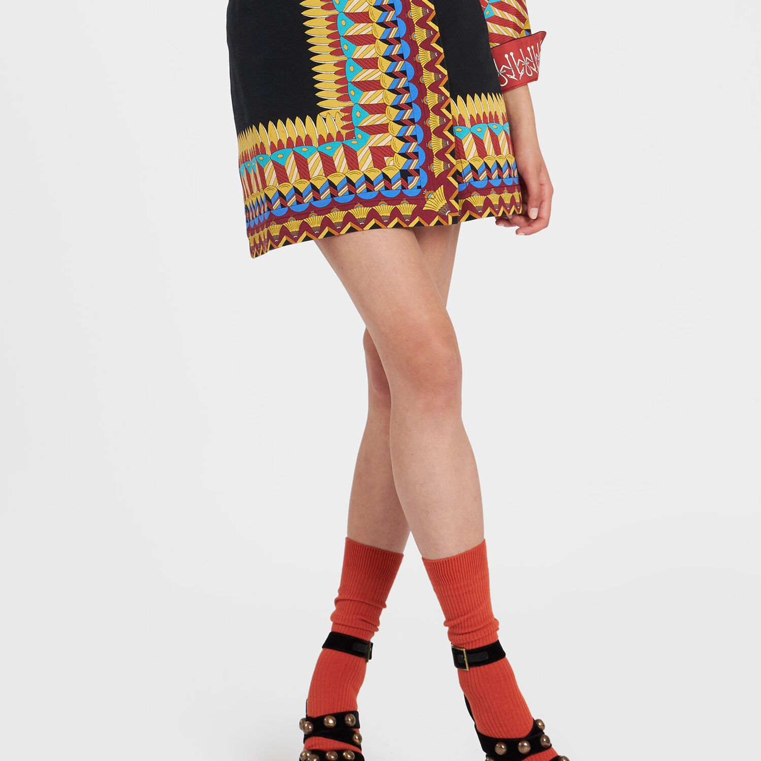 La Doublej Foulard Mini Skirt In Delta_placa_e_black