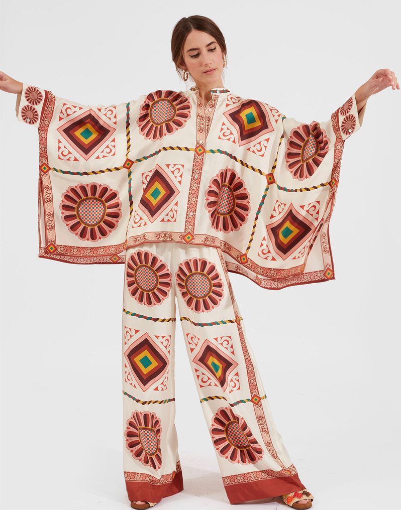 La DoubleJ Foulard Shirt La DoubleJ Foulard Shirt Macro Tiles Placée SHI0059SIL006MAC01WH01