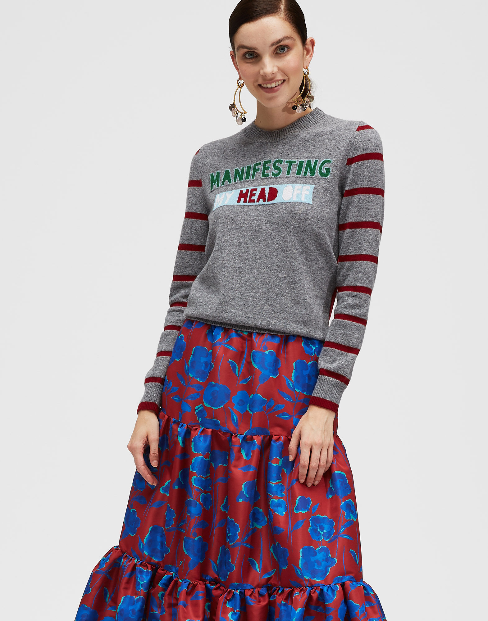 LaDoubleJ Skinny Crew Neck Grigio PUL0038KNI029GRI0001