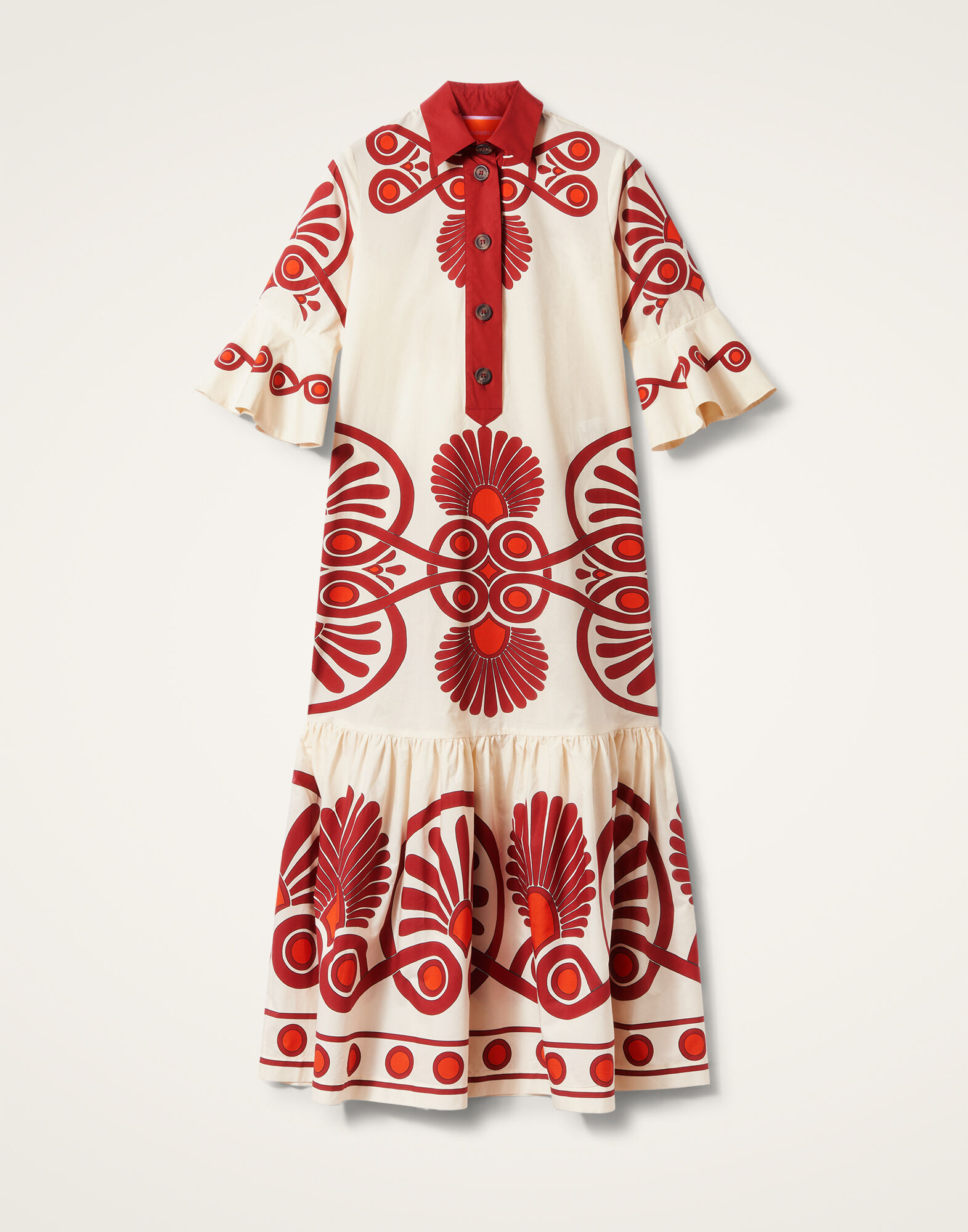 La DoubleJ Artemis Dress Medallion Plac&eacute;e Cream DRE0201COT015MED01WH03