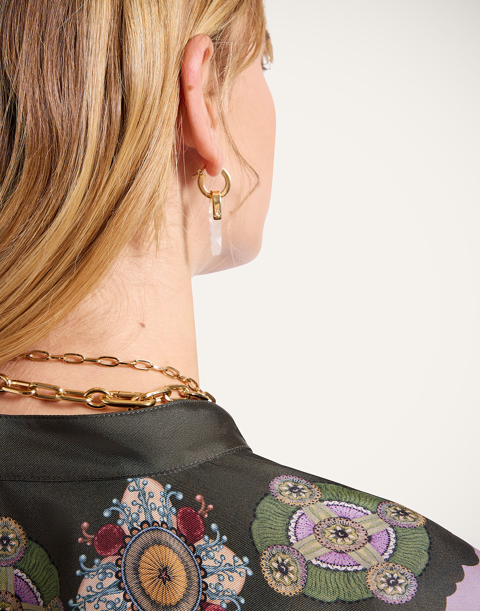 La DoubleJ Pillar Earrings 24k Gold Plate & Clear Quartz EAR0059BRA003ROC01YE05