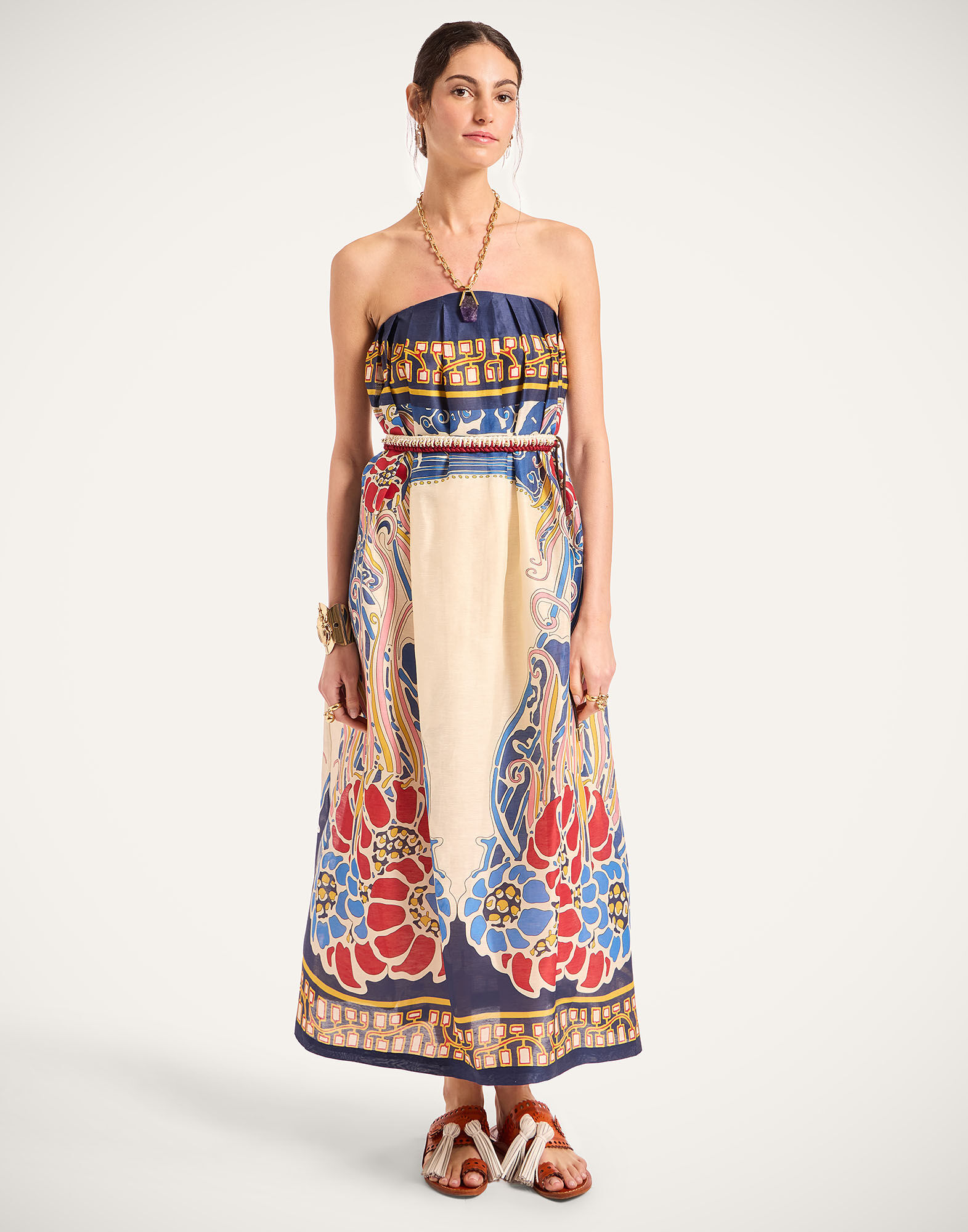 La DoubleJ Filter Dress Lemuria Plac&eacute;e Blue DRE0902LIN010LEM02BU03