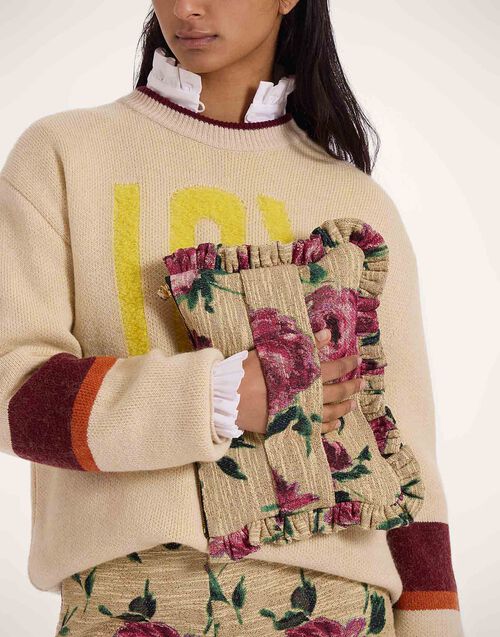 La DoubleJ Hand Pochette Roses Light Beige BAG0059COT069ROS06BR01