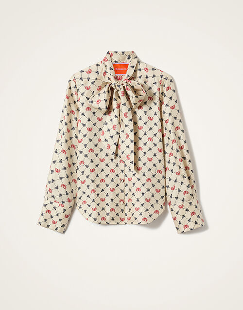 La DoubleJ Ascot Shirt Talismania Check Ecru SHI0155SIL001TAL02BR05