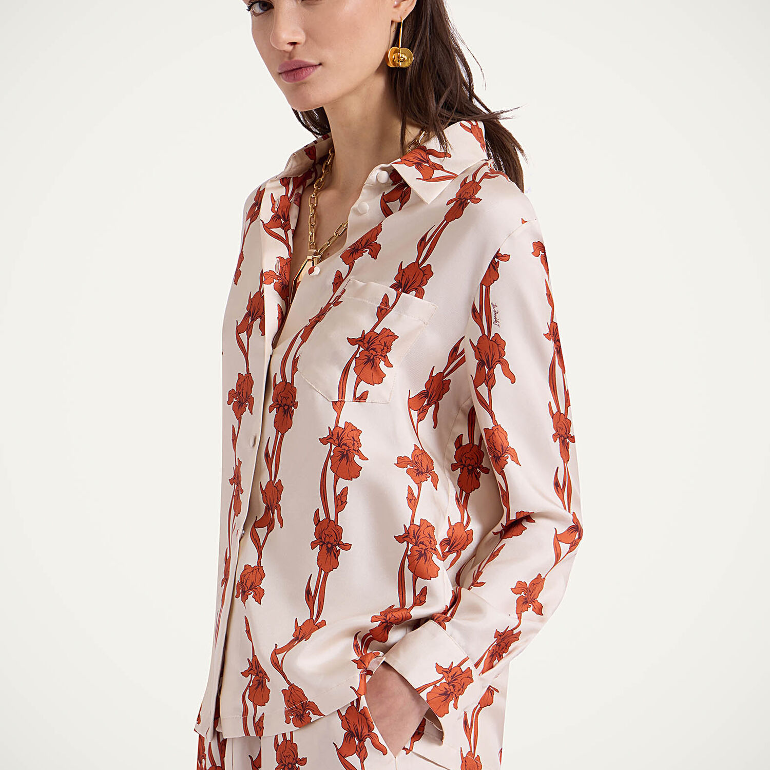 Shop La Doublej Boy Shirt In Mini Iris Dark Orange