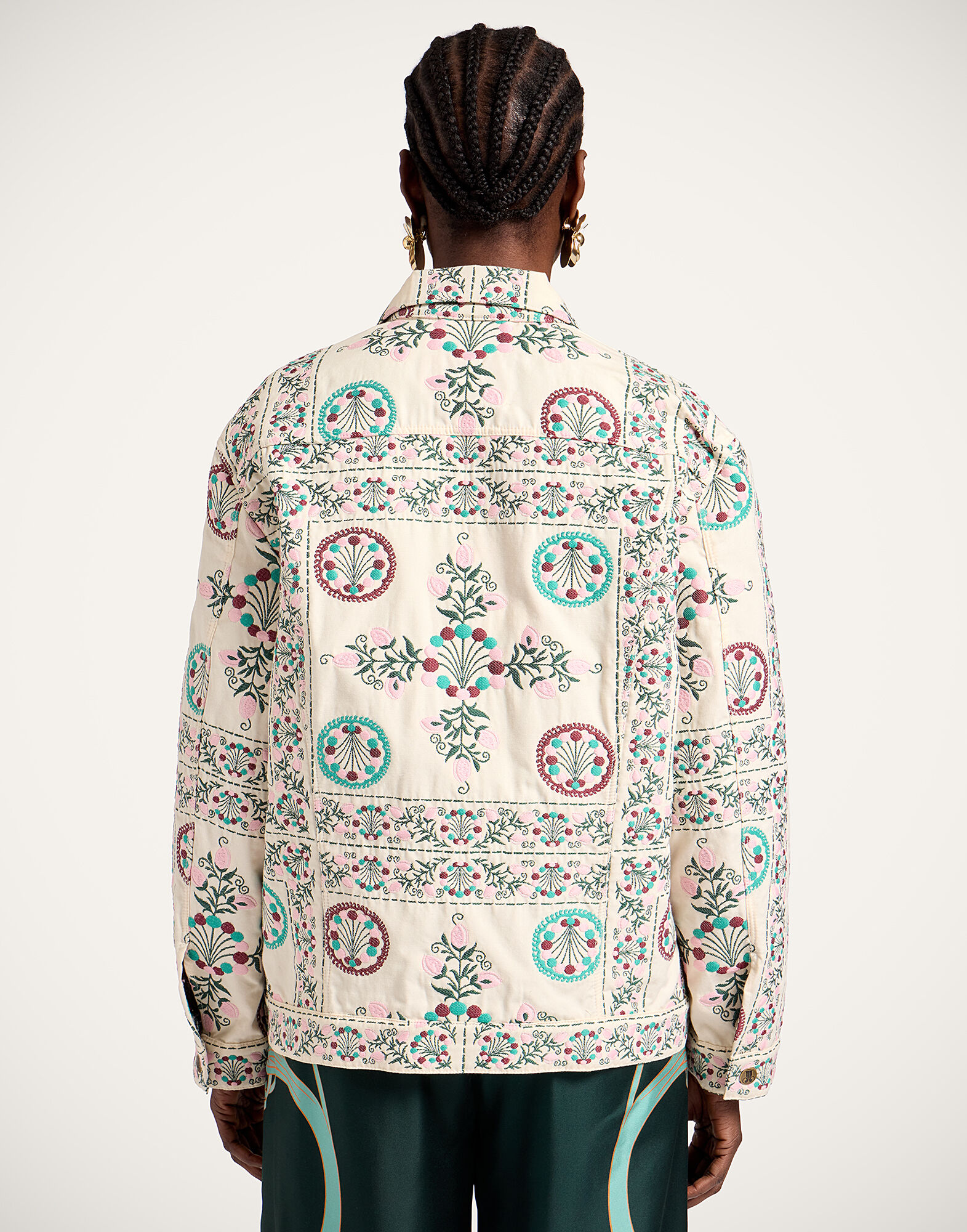 La DoubleJ The Oversized Jean Jacket Florette Tiles Ecru JAC0190JCQ137FLO09BR05