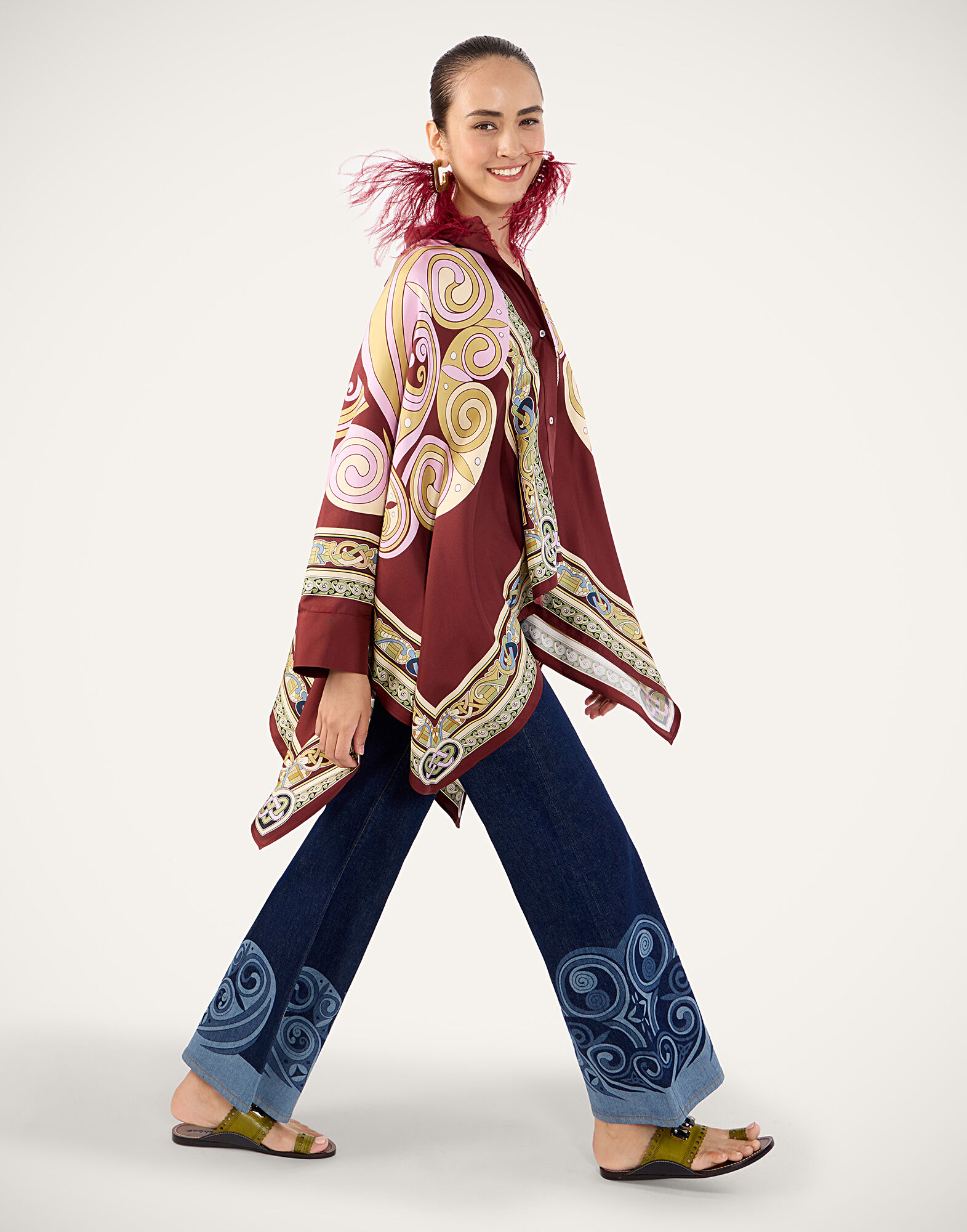 La DoubleJ The Cropped Flare Jean Kells Plac&eacute;e Indigo TRO0202DEN015KEL03BU15