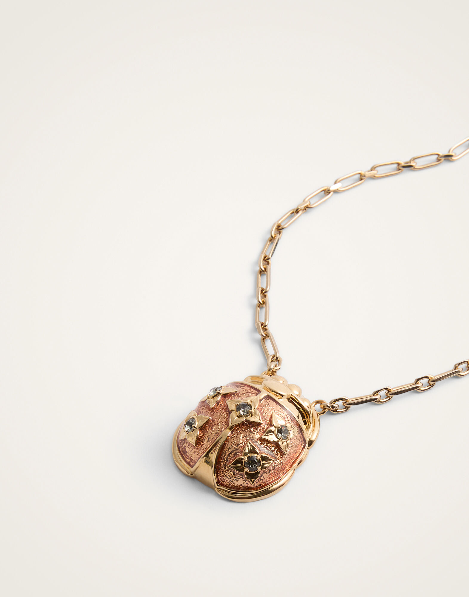 La DoubleJ Lady Scarab Necklace 24K Gold Plate & Rhinestone NEC0053MET002SOLIDPI01