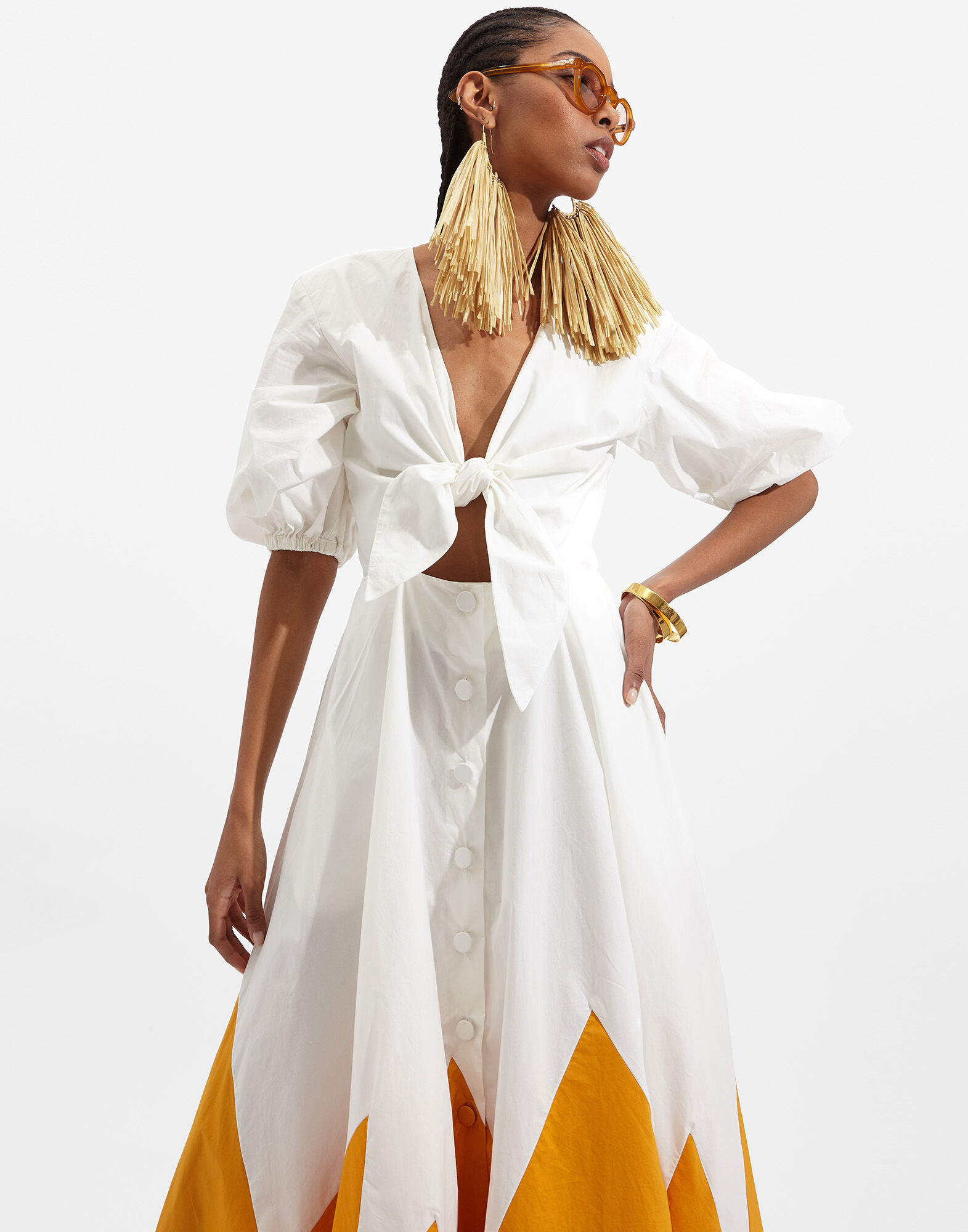 La DoubleJ Peek-A-Boo Dress Solid White Smoke DRE0318COT001AVO0004