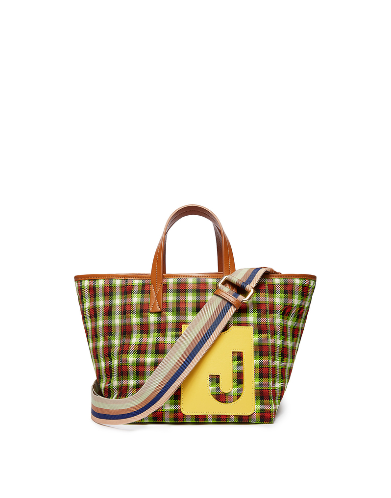 LaDoubleJ Mini Mama Tote Bag LaDoubleJ Mini Mama Tote Bag Check Verde/Nero BAG0004PLC002CHE0007