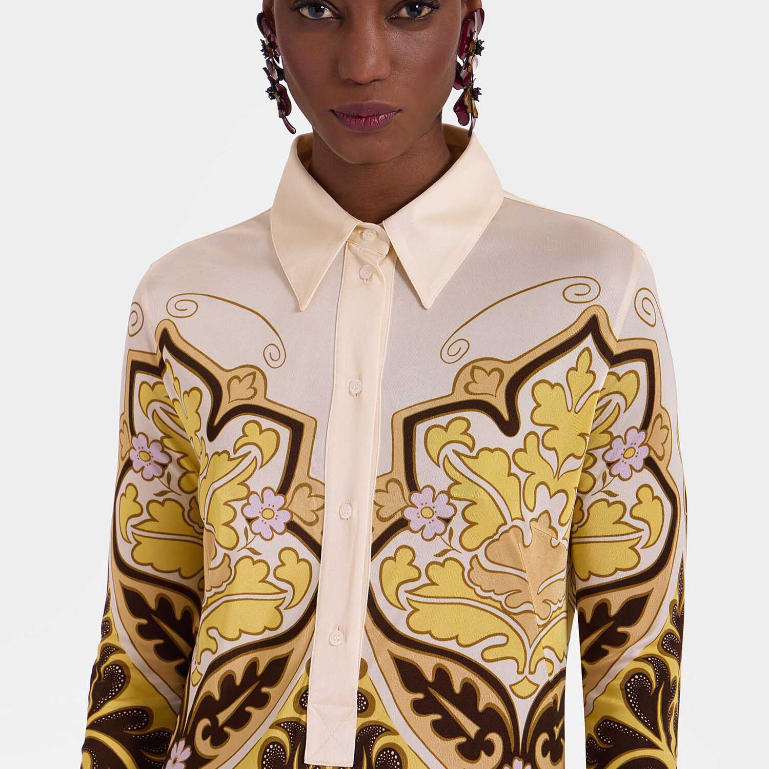 La Doublej Perry Printed Midi Dress In Spells Placée Yellow