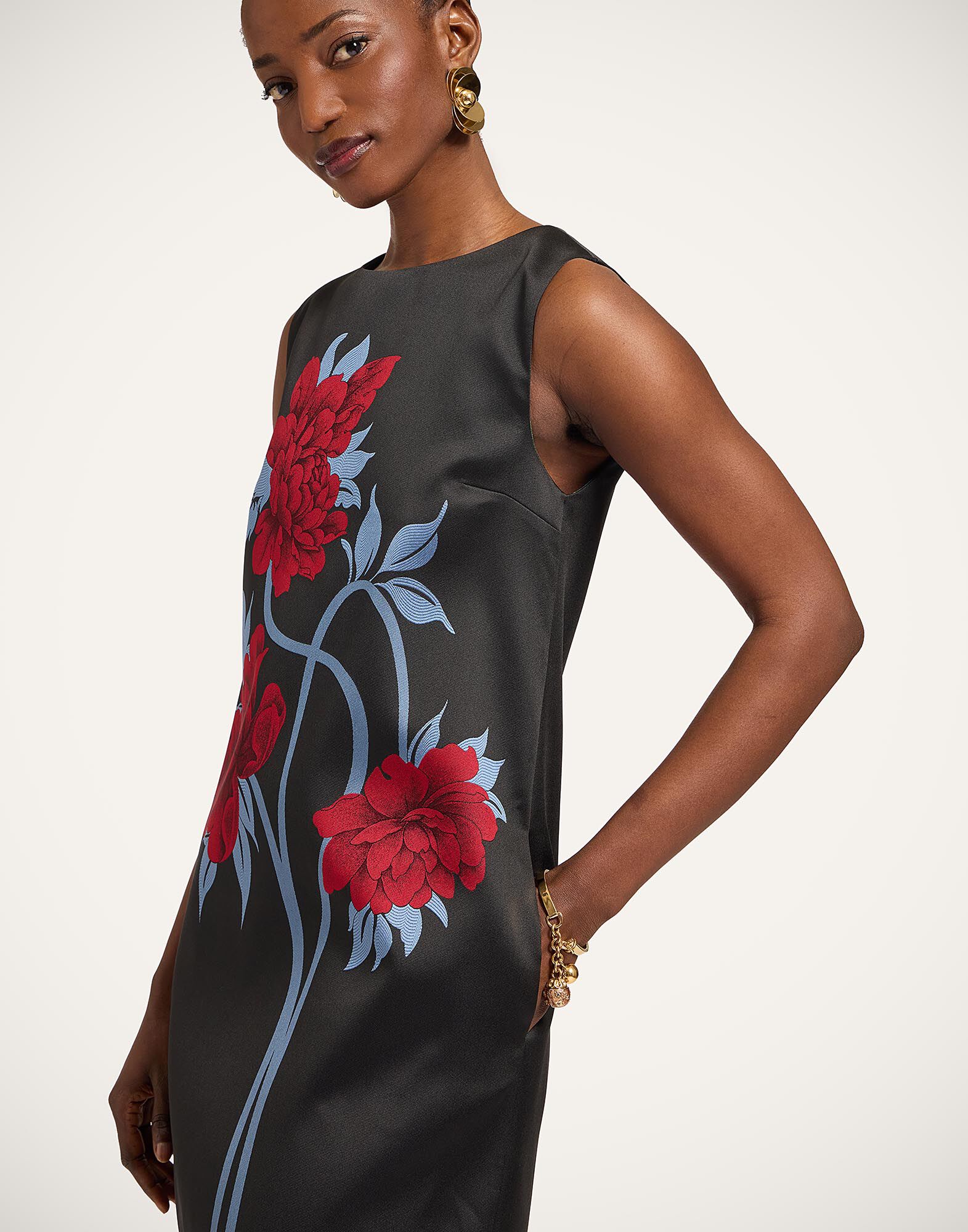 La DoubleJ Mini Column Dress Peonies Blue DRE1102JCQ135PEO08BU03