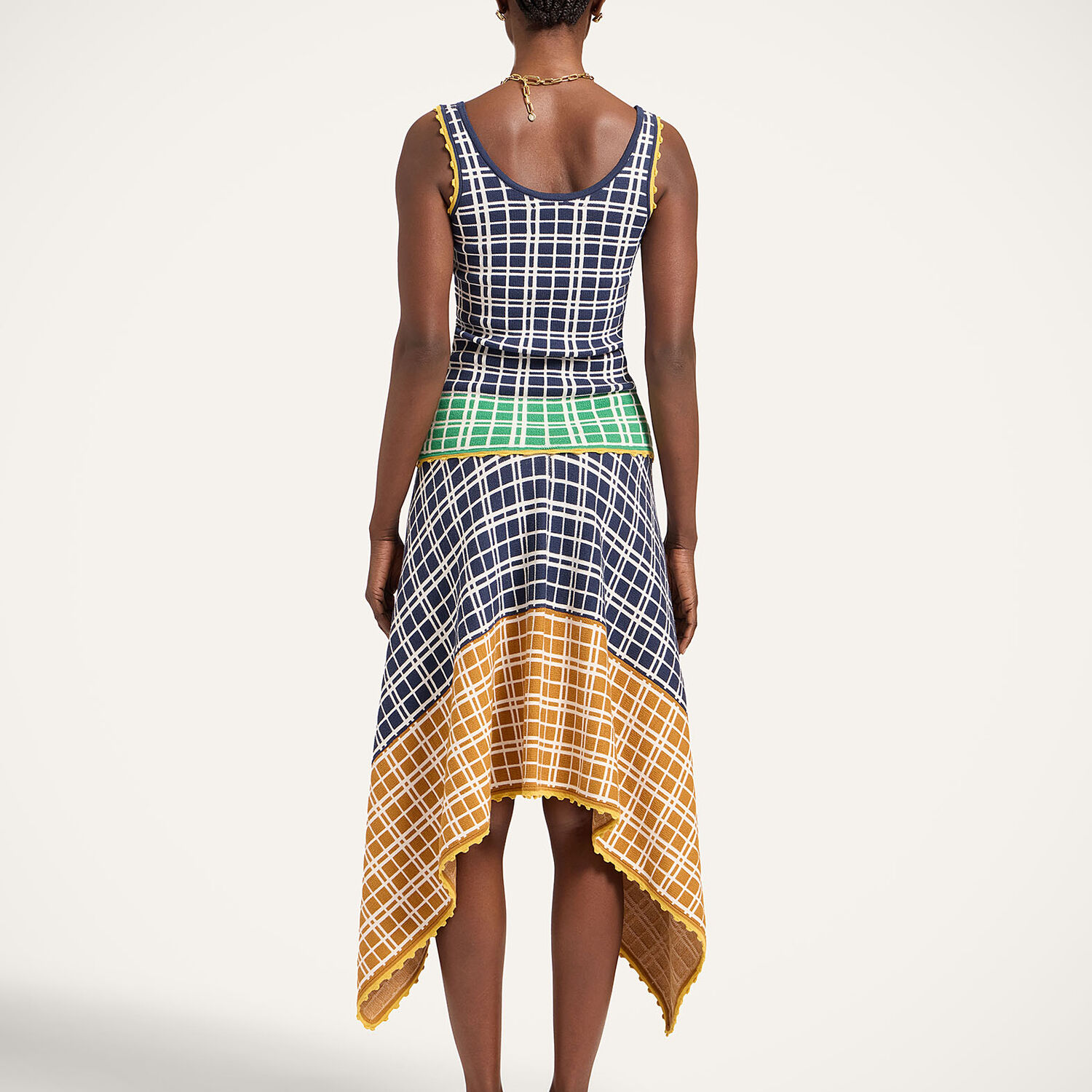  La Doublej Skirts Women - Check Me Skirt Multicolor Navy Blue & Mustard M 50% Cotton 35% Viscose 15% Polyester 