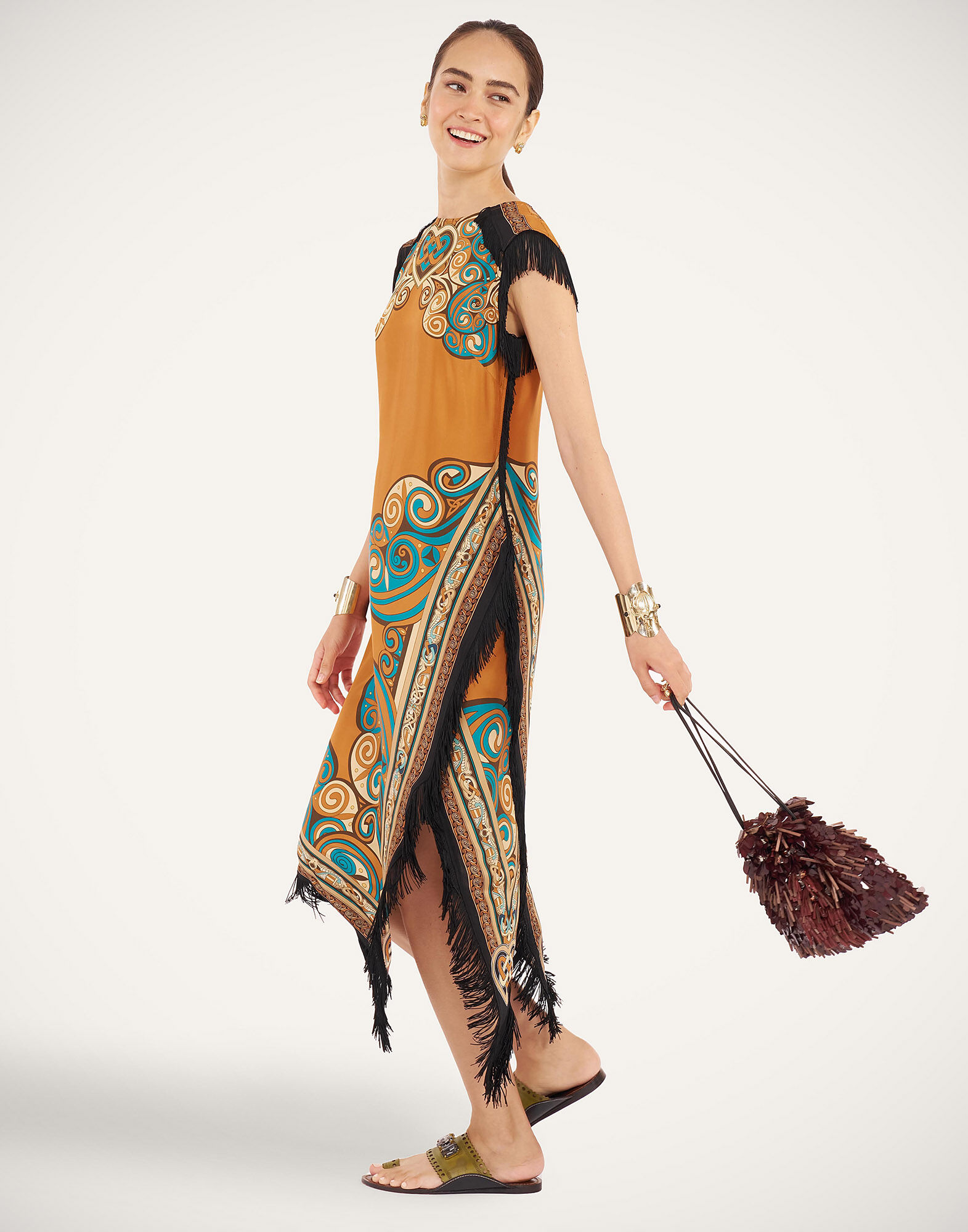 La DoubleJ Scarf Dress Kells Plac&eacute;e Tobacco DRE0964SIL009KEL03BR06
