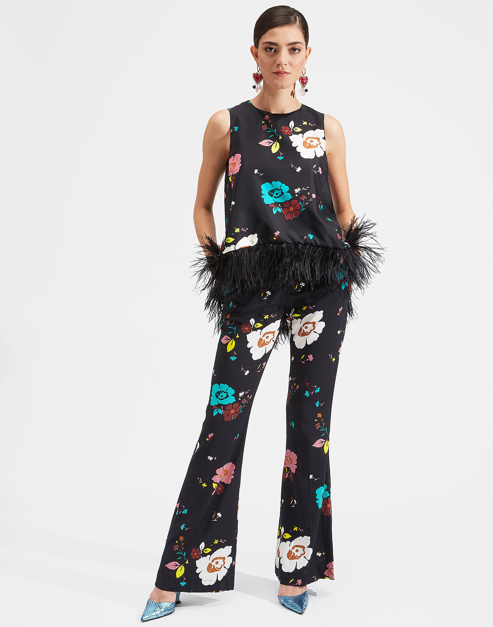 LaDoubleJ La Scala Top (With Feathers) Giardino Nero TOP0013FAI001GIA0002