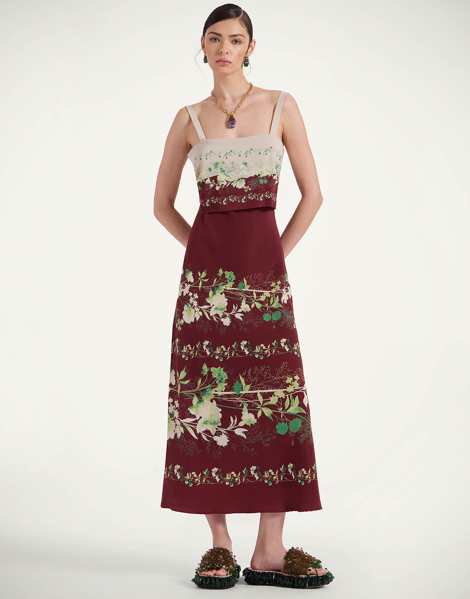 La DoubleJ Slip-Around Dress Woodland Plac&eacute;e Burgundy DRE0562CRE002WOD01RE02