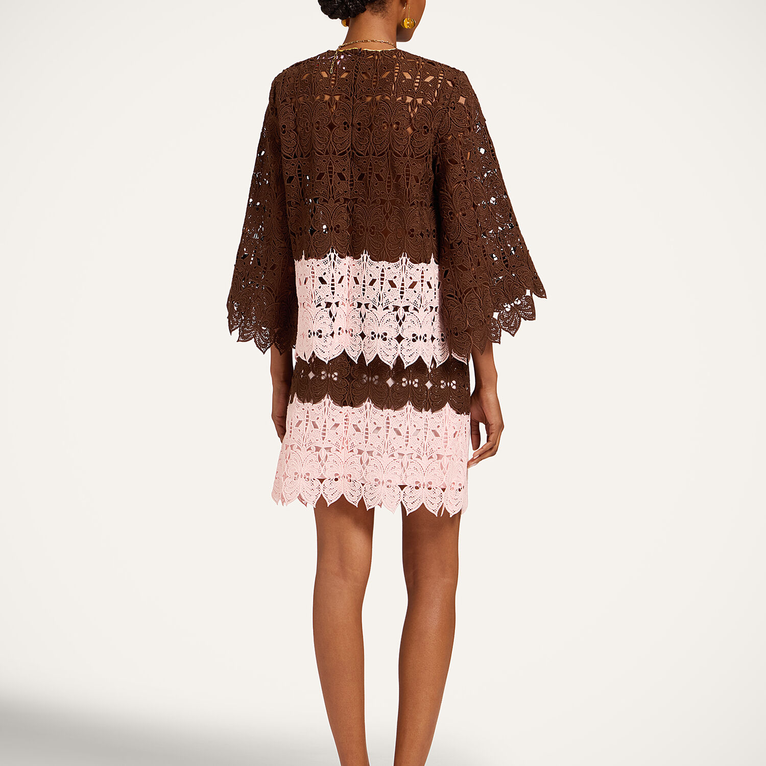  La Doublej Skirts Women - Lacey Mini Baia Skirt Color Block Chocolate & Pink 38 88% Cotton 12% Polyester 