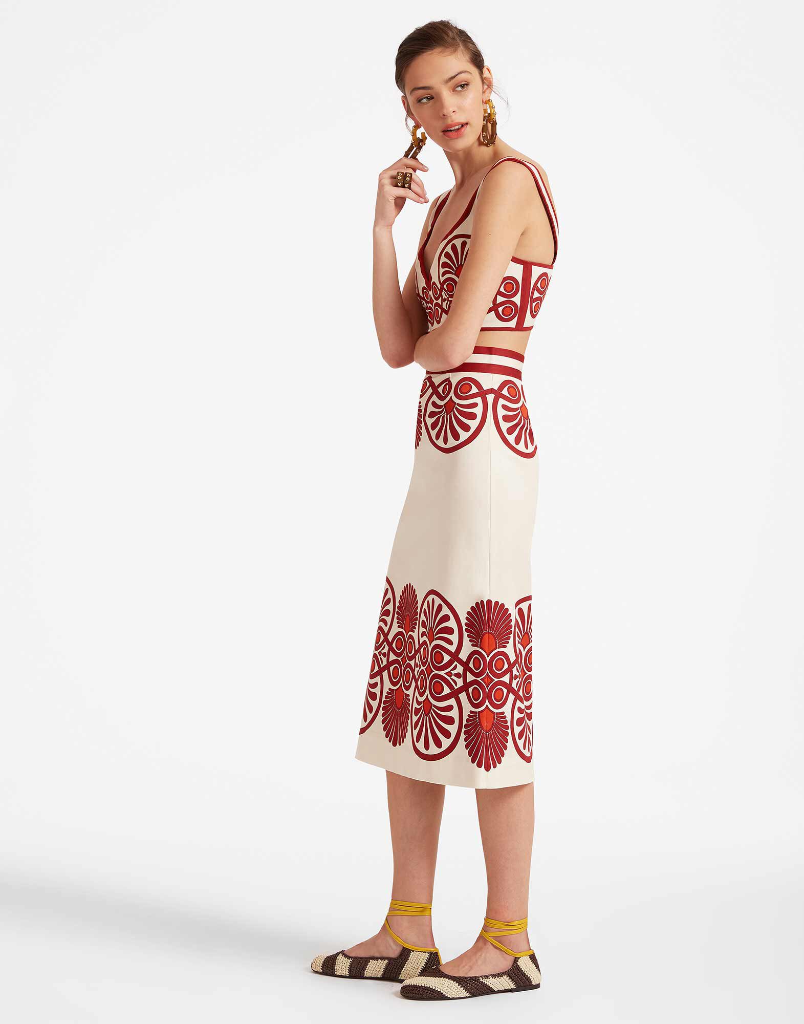 La DoubleJ Baia Skirt Medallion Plac&eacute;e Cream SKI0081COT037MED01WH03