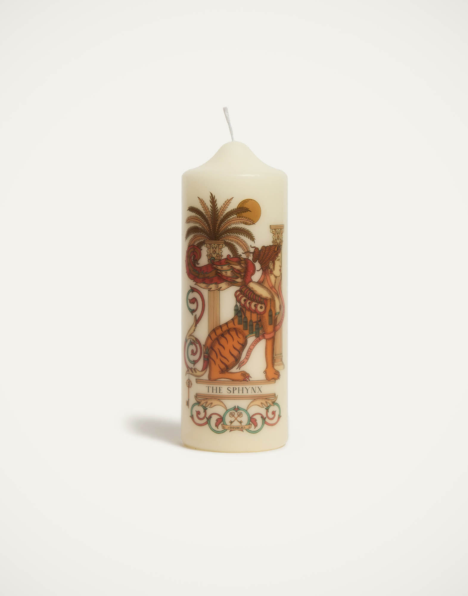 La DoubleJ Printed Pillar Candle The Sphynx Multicolor CAN0011WAX001SPX01MU01