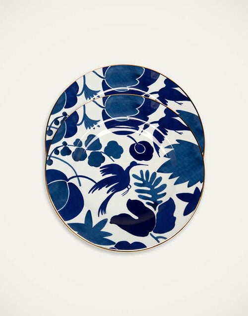 La DoubleJ Dinner Plates Set Of 2 La DoubleJ Dinner Plates Set Of 2 Wildbird Blue DIN0002CER001BIR01BU03