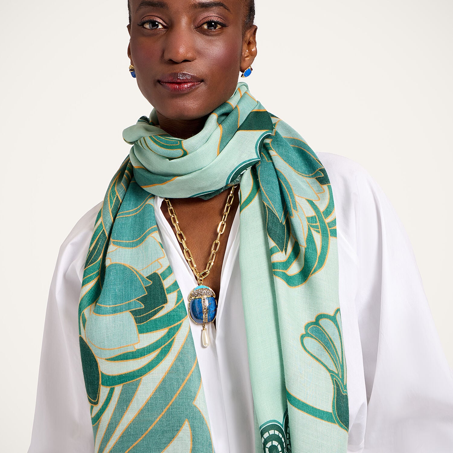  La Doublej Foulards & Scarves Women - Scarf (70x180) Blooming Tulip Placée Mint One Size 85% Modal 15% Silk 