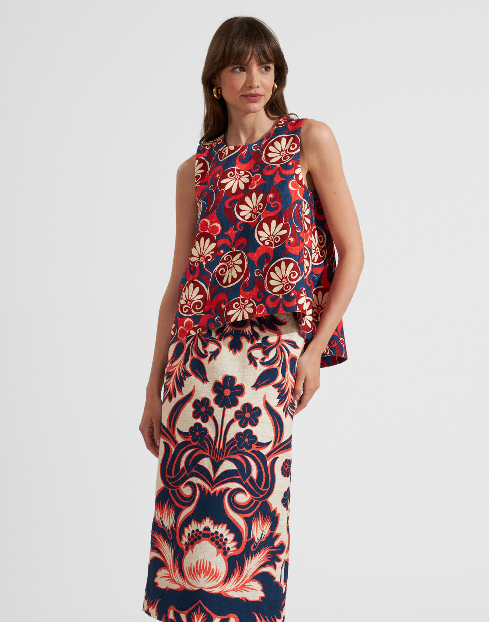 La DoubleJ La Scala Top Moonflower Navy TOP0016COT005MOO01BU06