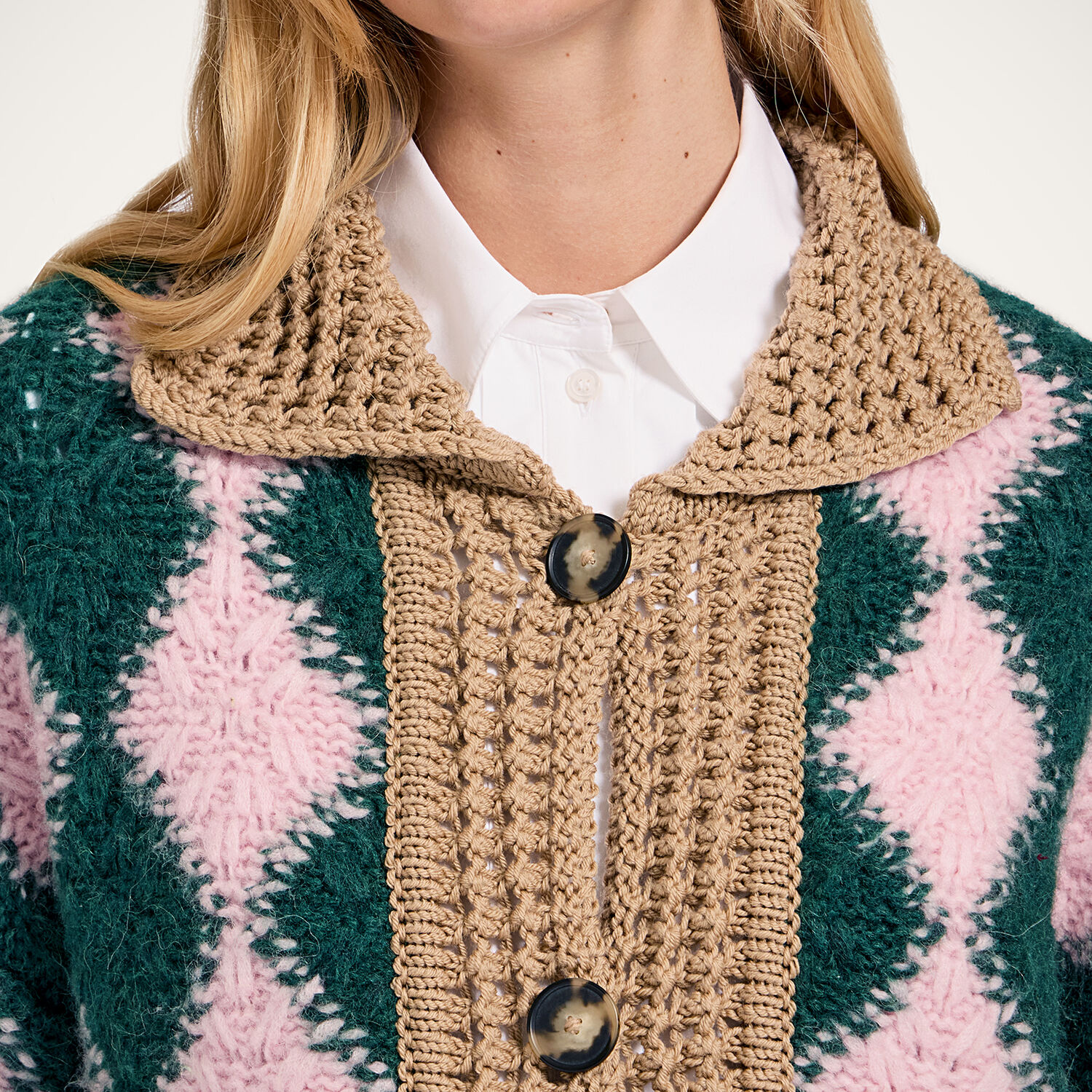 La Doublej Crochet Bowling Cardigan In Green