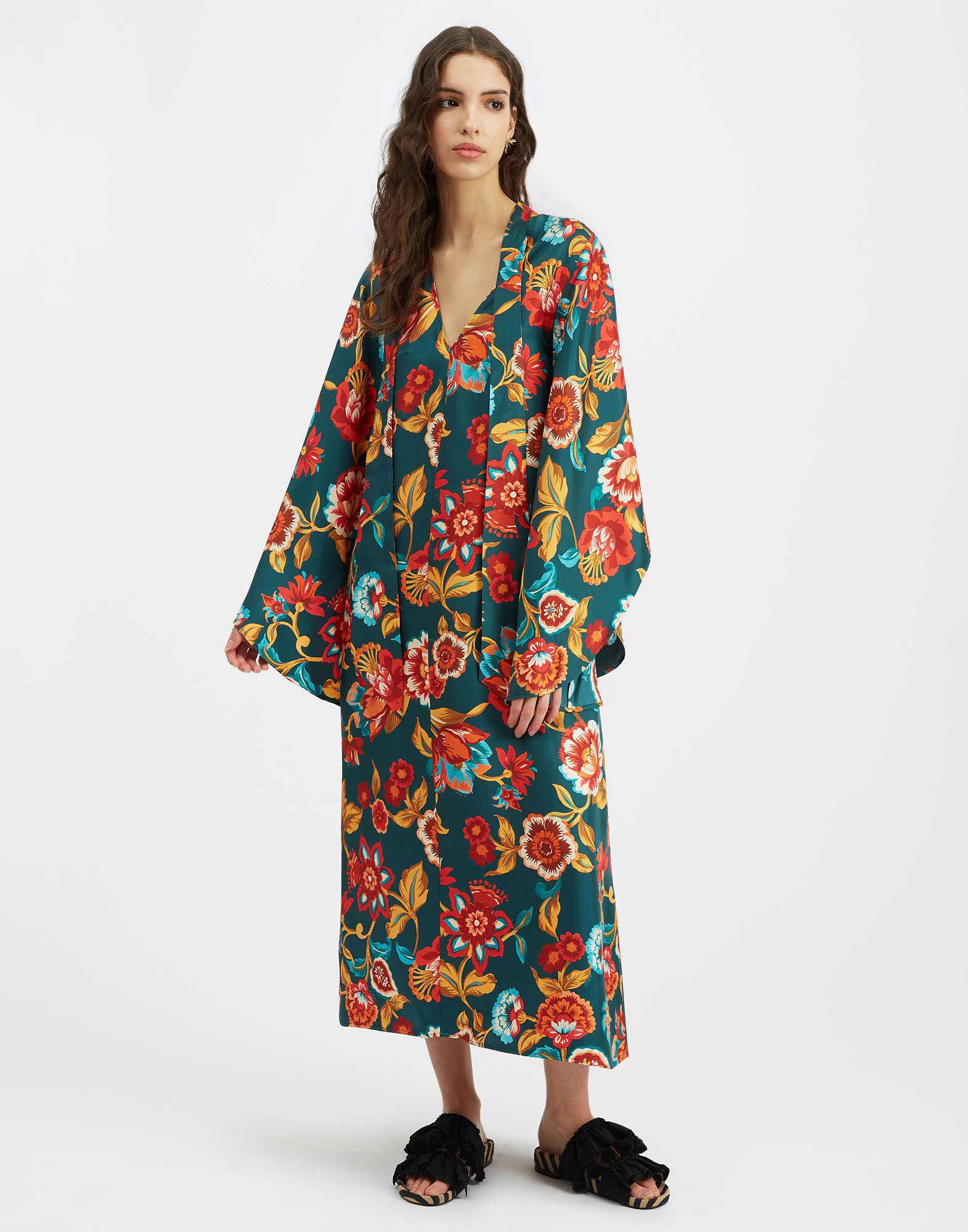 La DoubleJ Magnifico Midi Dress Hottie Emerald DRE0702SIL001HOT01GR04