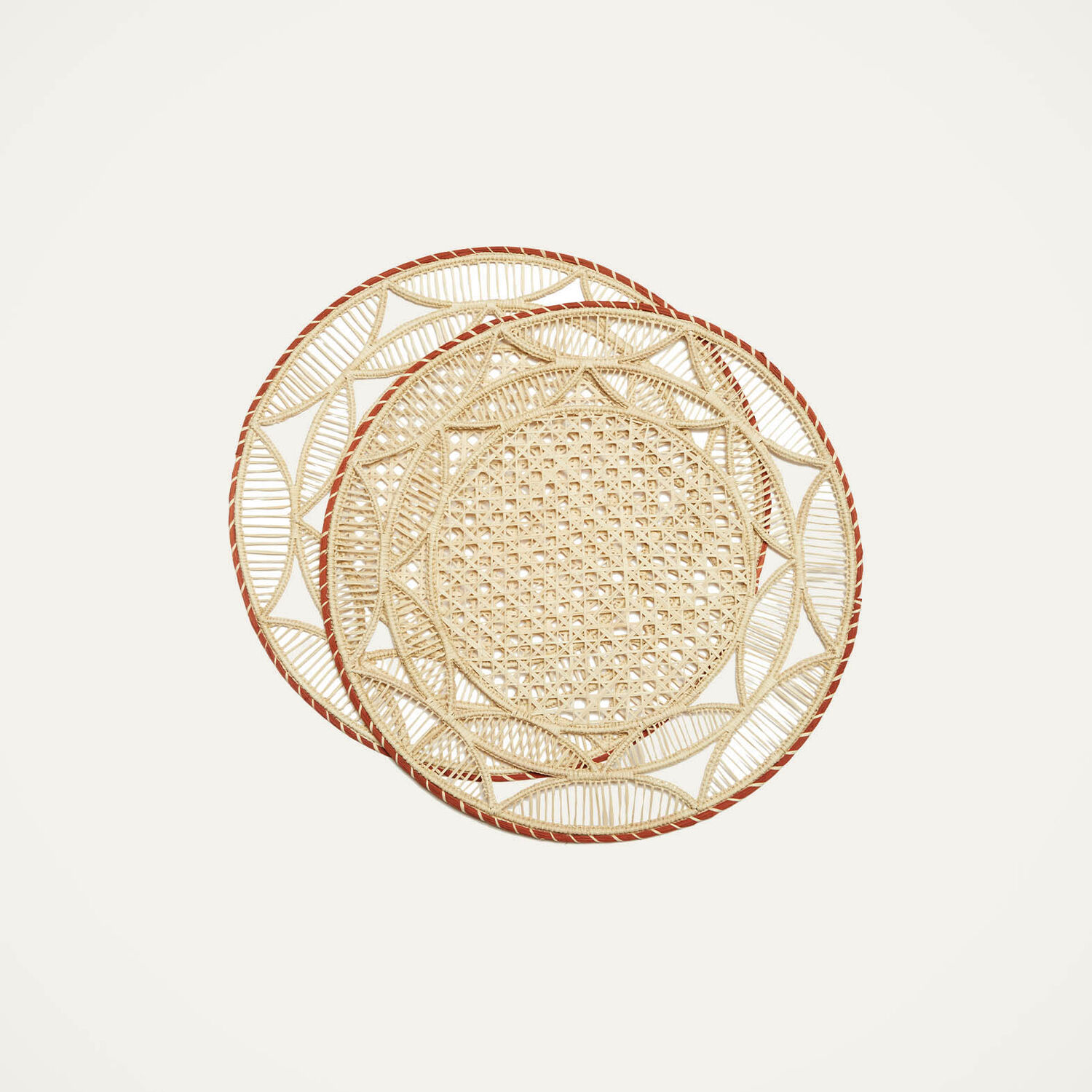 Shop La Doublej Raffia Placemats Set Of 2 In Sol Brick