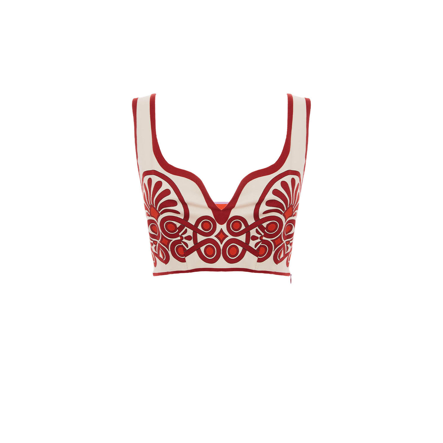 La Doublej Baia Crop Top In Medallion Placée Cream