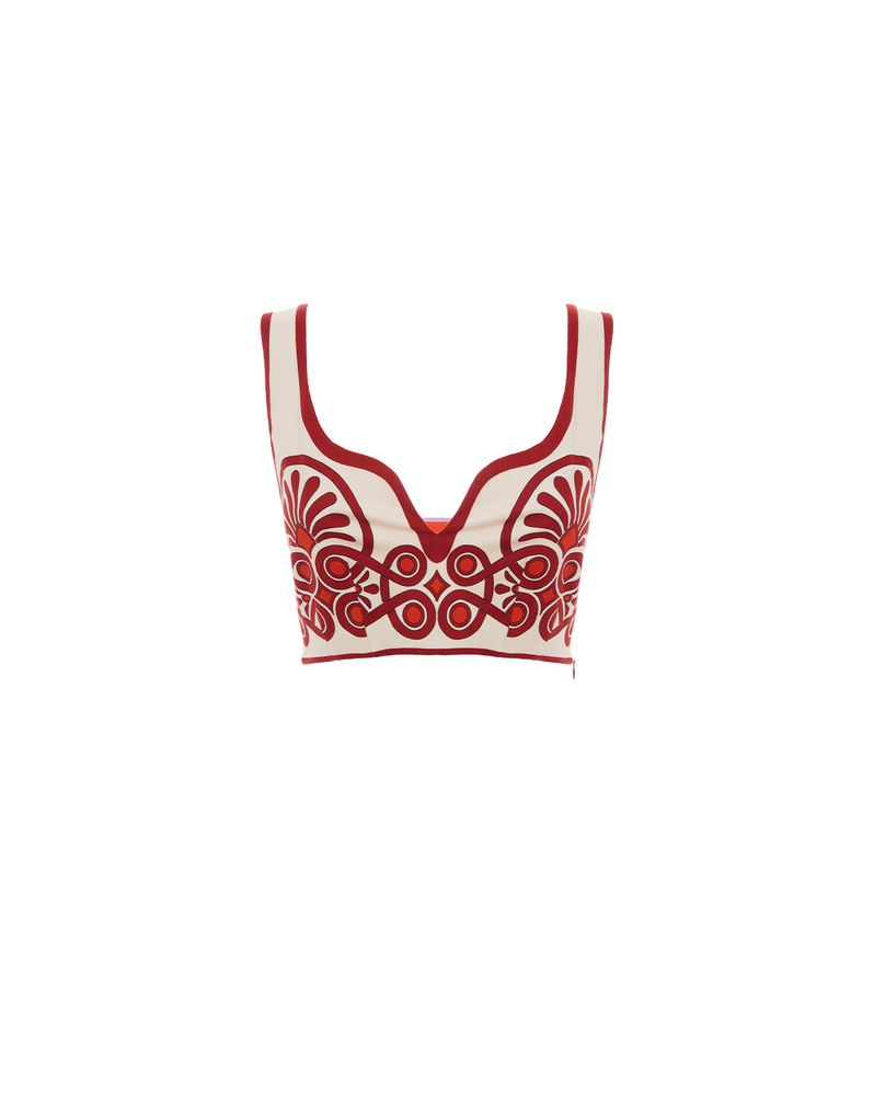 La DoubleJ Baia Crop Top La DoubleJ Baia Crop Top Medallion Placée Cream TOP0094COT037MED01WH03