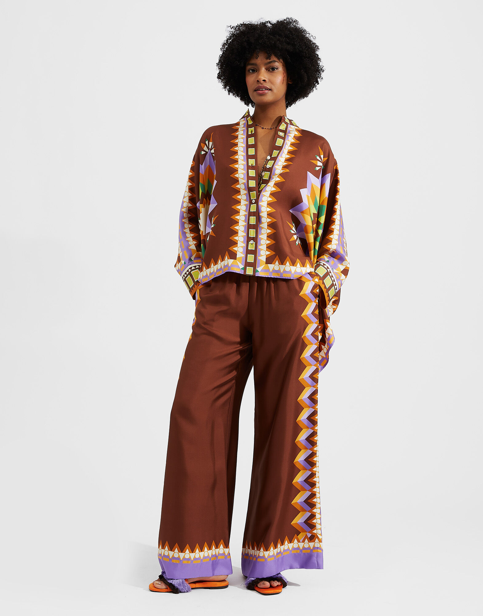 La DoubleJ Palazzo Pants Sunset Moro Plac&eacute;e TRO0026SIL006SUS0002