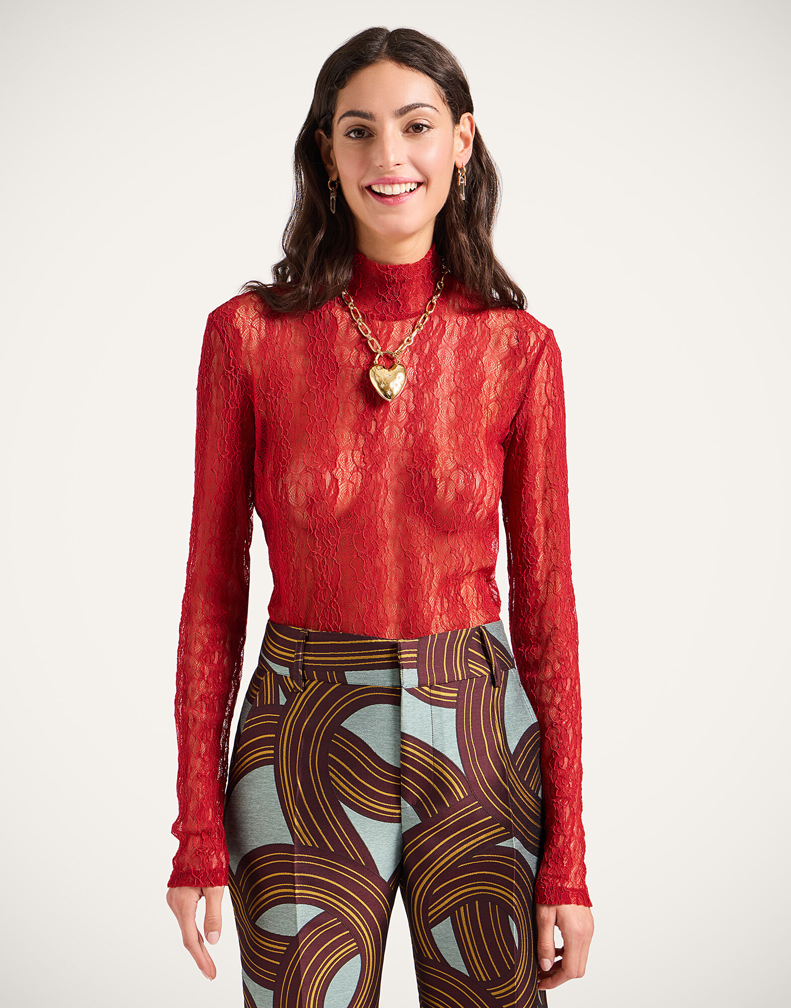 La DoubleJ Lacey Turtleneck Solid Brick Red TOP0180LAC007SOLIDRE06