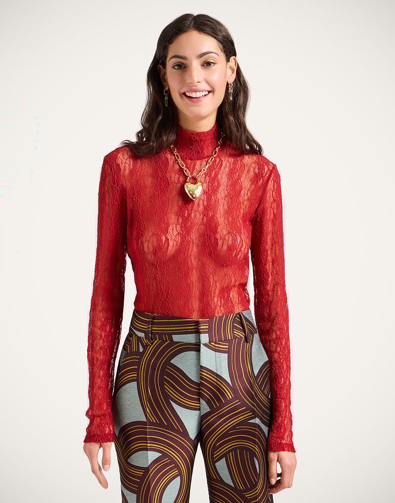 La DoubleJ Lacey Turtleneck La DoubleJ Lacey Turtleneck Solid Brick Red TOP0180LAC007SOLIDRE06