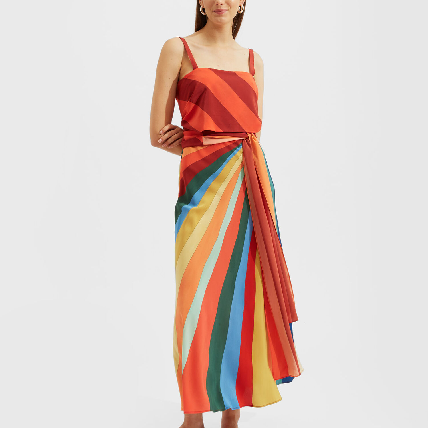 La Doublej Slip-around Silk Maxi Dress In Rainbow